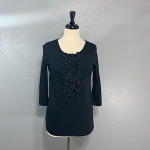 GAP Black Ruffled 3/4 Sleeve Top M